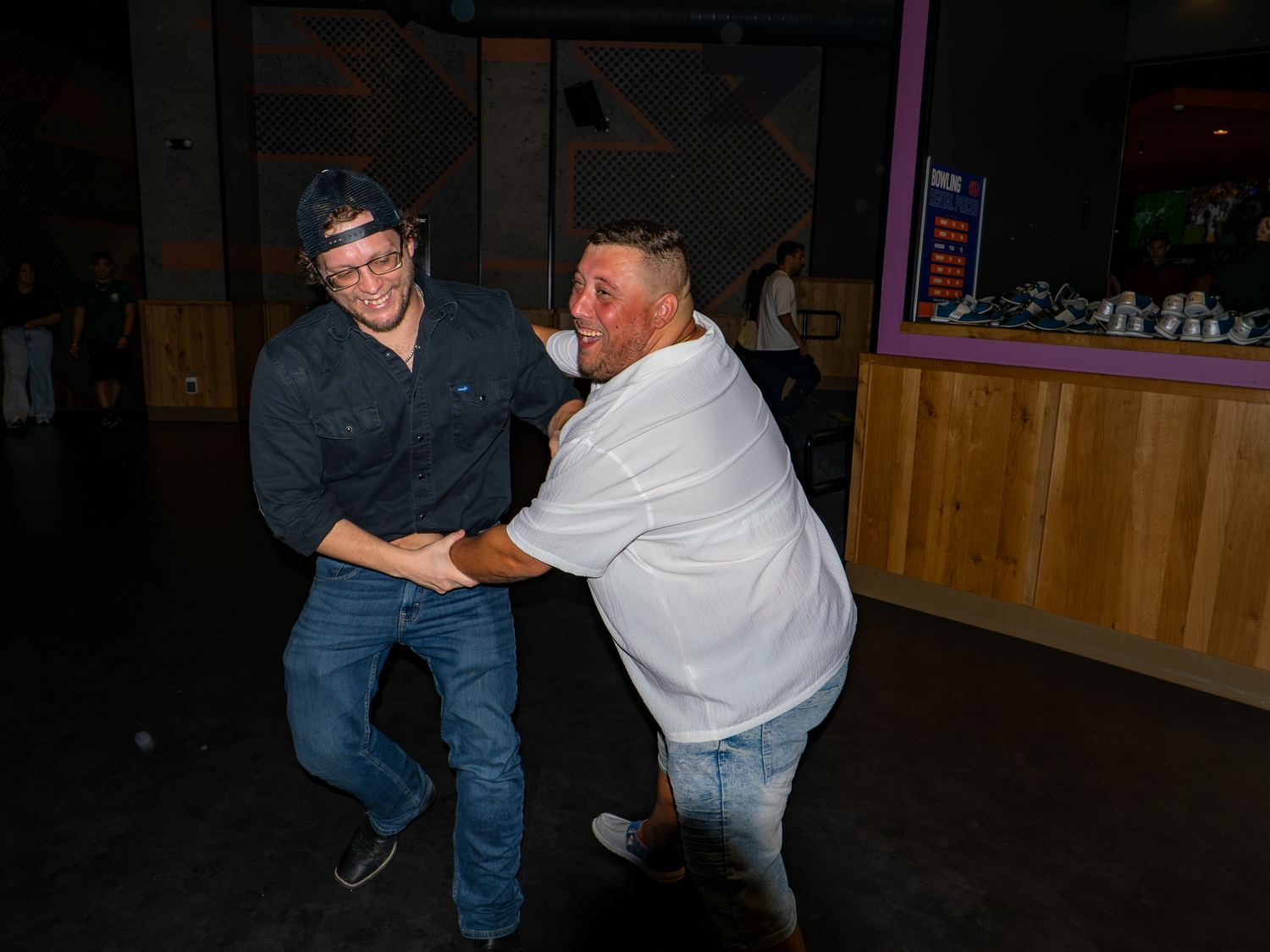 Doug dancing with a friend on a night out
