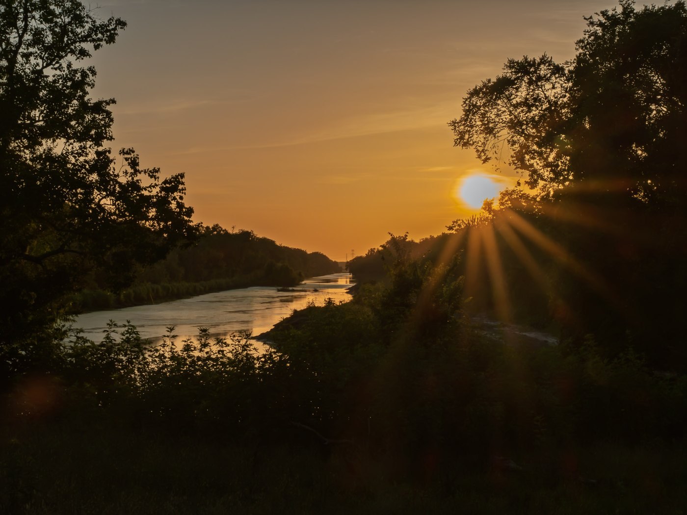 Sunset over the channel &mdash; George Bush Park / Barker Reservoir, Harris County